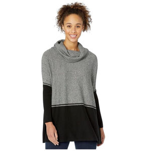 Smartwool Edgewood Colorblock Cowl Neck Poncho Sweater, S (Oversized)